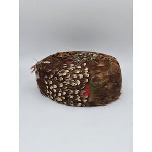 Vintage Women's 1950s Multi-Color Peacock Pheasant Feathered Pill Box‎ Hat